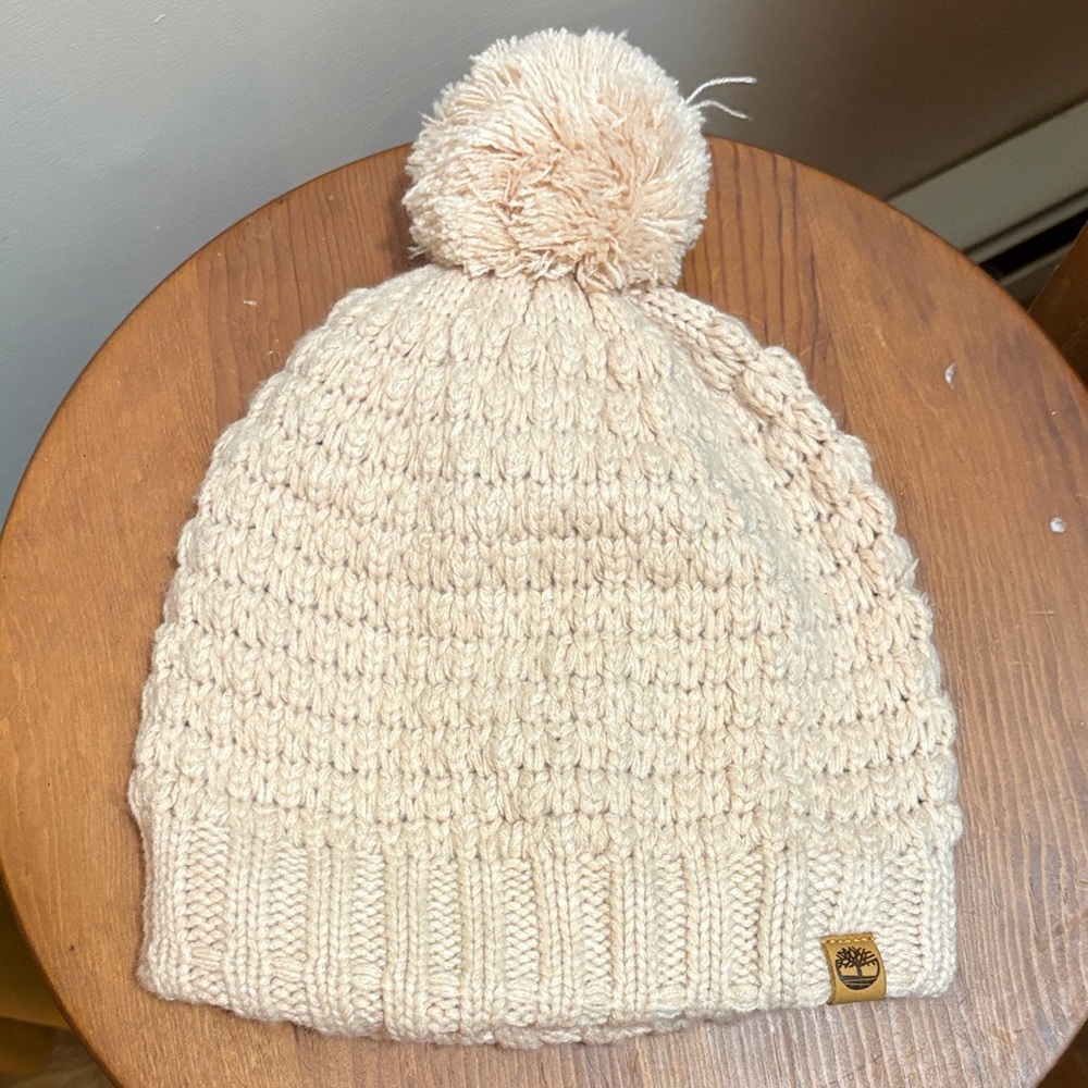 Timberland Womens light pink Knit Pom-Pom Hat